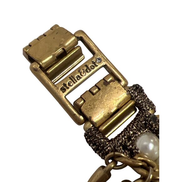 Stella & Dot Gold Tone Pearl Drop Spiked Jacinthe Bracelet - Picture 5 of 6